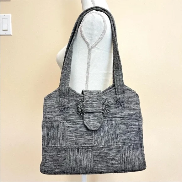 Vintage Au Terroir Hand Loomed Wool Tote Bag - Made in Quebec Canada 🇨🇦 - Picture 2 of 13